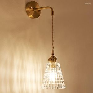 Wall Lamps Glass Lamp Modern Transparent Sconce Lighting Nordic Copper Light Clear Lampshade Retro For Bedroom