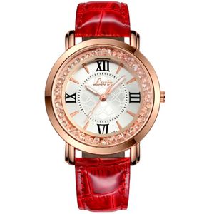 LSVTR Special Flowing Diamond Shiny Women Watch Luksusowy moda kwarc zegarki Kolorowe skórzane paski Student Na ręce 236M