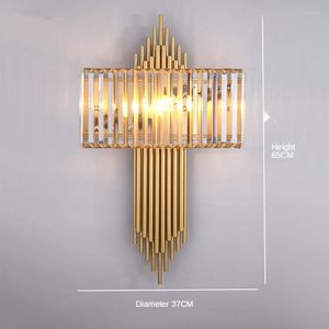 Wall Lamps Indoor Golden Crystal Light Creative Bedroom Living Room Bedside Lamp Nordic Modern Aisle Decoration Lighting Fixture