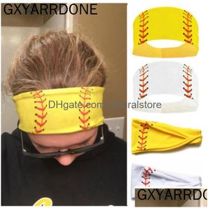 Opaski na głowę Softball sport pot Baseball dla dziewczynek joga kobiety akcesoria do włosów drukuje bandany szeroka opaska do biegania Drop Delivery Dh5L4