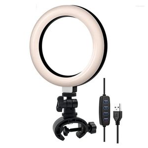 Flash Heads 6 Inch Table Selfie Ring Light With Clip Desktop LED Lamp Dimmable 3 Modes 10 Brightness Level For Computer/Laptop