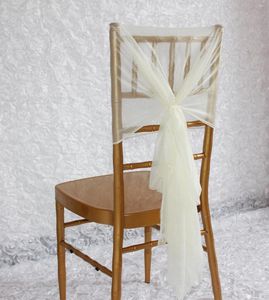 Fodere per sedie 10 pezzi Decorazione nastro posteriore avorio Copertura dolce Telai in chiffon Fiocco Cravatta per festa nuziale