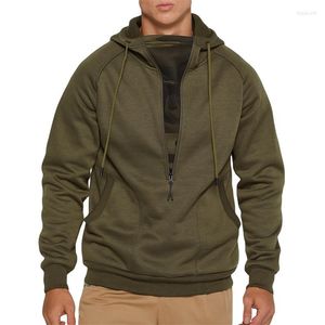 Hoodies masculinos Men Army Green Fleece Hoodie Estilo Europeu Solwared Sweatshirt Maciclete de capuz Zipper UE sólido