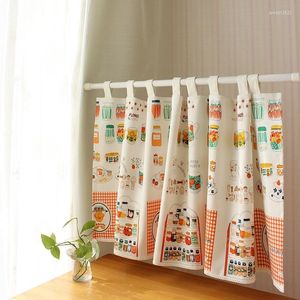 Vorhang Cartoon Schöne Hälfte Für Küche Tür Fenster Kinder Schlafzimmer Home Cafe Dekoration Leinen Baumwolle Partition Tab Top