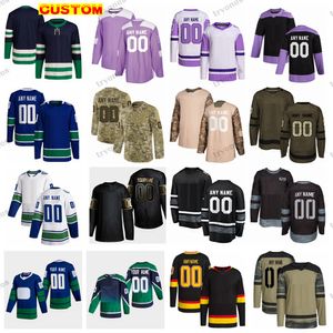 Custom 2023 Обратный Retro 2.0 хоккейные майки Boeser Pettersson Hughes Demko Sedin Kuzmenko Miller Hronek Garland Beauvillier Mikhev Ekman-Larsson Martin Bear Bear