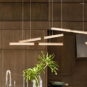 Pendant Lamps Modern Dinning Room LED Lights Nordic Wooden Lamp For Office/Bar Color Dimming Hangting Light S