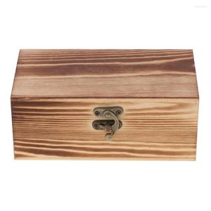 Jewelry Pouches Retro Metal Lock Treasure Chest Case Holder Handmade Wooden Box Gift