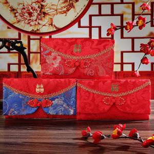 Wrap regalo diecimila yuan Wedding Red Envelope Borsa Satin Satin Happiness Word China Chinese Breathal