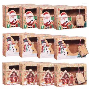 Gift Wrap 12Pcs Christmas Candy Boxes Paper Box With Santa Claus Card Packaging Chocolate Biscuit Cookie Xmas Party Supplies
