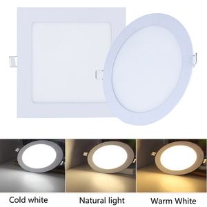 Dimmbare 9 W/12 W/15 W/18 W/21 W LED-Panel-Leuchten, Lampe, warm/natürlich/kaltweiß, superdünne LED-Einbau-Downlights, rund/quadratisch