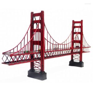 Dekoratif Figürinler San Francisco California Modeli Retro Vintage Metal El Sanatları Antika Klasik Golden Kapı Köprüsü Ev dekorasyonu için