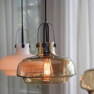 Подвесные лампы современный северно -знаменитый дизайн дым шампанский белое стекло E27 Столовая столовая столовая островная лампа люстра