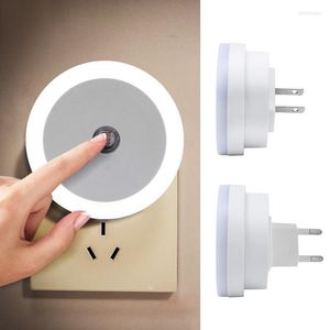 Luzes noturnas mini LED AC 220V UE/US Plug Round Sensor Light para decoração de decoração doméstica Bedanete Hallet Stairs Iluminação