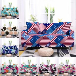 Chair Covers Geometry Sofa Cover For Living Room Elastic Stretch Couch 3D Plaid Printed Slipcover Protector 1/2/3/4 Seater