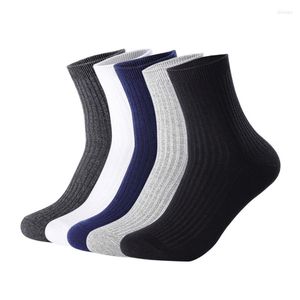 Men's Socks 3Pairs/lot 6piec Autumn Winter Long Male Tube Classic Black White Gray Solid Color Cotton Vertical