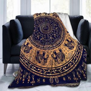 Одеяла мягкое теплое фланелевое одеяло традиционное древнее племенное искусство Индия путешествовать по портативной зиме, бросает тонкий диван кровать