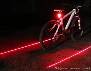 Bike Cycling Lights Waterproof 5 LED 2 Lasers 3 Modes Bike Taillight Safety Warning Light Bicycle Rear Bycicle Light Tail Lamp DLH5176325