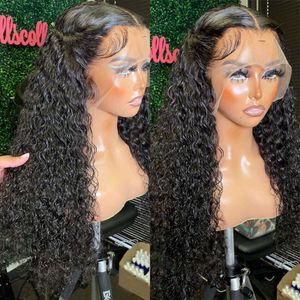 Горячие кружевные парики 13x4 HD Transprent Curly Human Hair для женщин, бразильский 30 40 -дюймовый D -Water Wave 13x6, передняя глубокая фронтал 221216