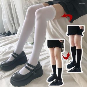 Mulheres Meias Ultrathin Women's Silk meias de nylon para senhoras preto verão verão outono inverno garotas magras pernas sobre a coxa do joelho