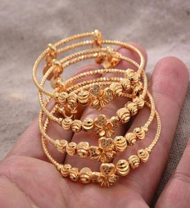 Pulseira 4pcs 24k Bulbões de cores de ouro árabe africanas para pulseira de bebês joias nascidas Bracelets cuteromânticos presentes7348424