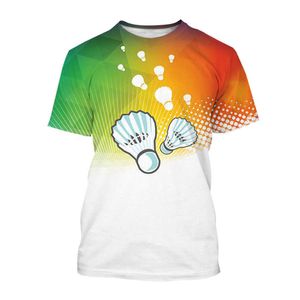 Erkek Tişörtler 3D Top Sports Badminton Grafik Komik Baskı Hip Hop Kişilik Yuvarlak Boyun Kısa Kollu Erkek Tişörtleri