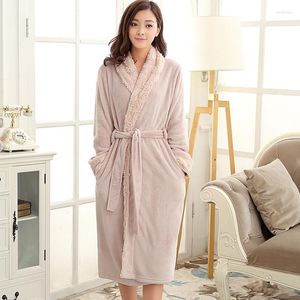 Women's Sleepwear Women Luxury Fur Silk Soft Flannel Bathrobe Plus Size Extra Long Bath Robe Bride Dressing Gown Bridesmaid Robes Wedding