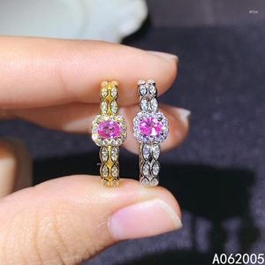 Cluster Rings KJJEAXCMY Fine Jewelry 925 Sterling Silver Inlaid Natural Pink Sapphire Female Ring Fashion Support Test Selling