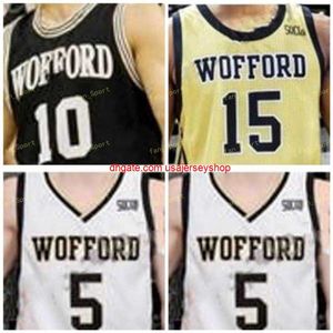 Anpassad sömnad Wofford Terrier Basketball Jersey 25 Messiah Jones 31 Donovan Theme-Love 33 Cameron Jackson 50 Matthew Pegram