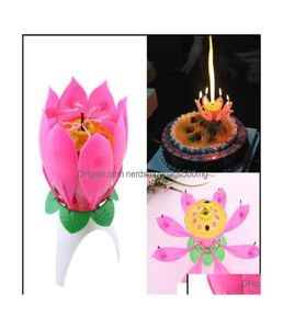 Candles Decor Home Garden Flower Singlelayer Lotus Birthday Candle Party Music Sparkle Cake Candles Drop Delivery 2021 Cxzm5 Otpnd8544438