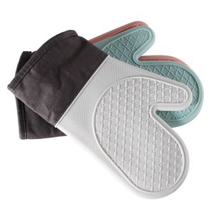 Neue Baumwoll-Silikon-Ofenhandschuhe, Handschuhe, Backisolierung, multifunktionale Küchenhandschuhe, 30,5 x 18 cm, 1221721