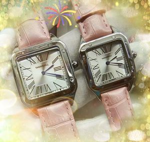 Casal feminino masculino simples Roman Square Dial Watches Battery Battery Super Bright PopUar Tank Series Two Pins Celra Correia Correia da Su￭￧a Su￭￧a Presentes