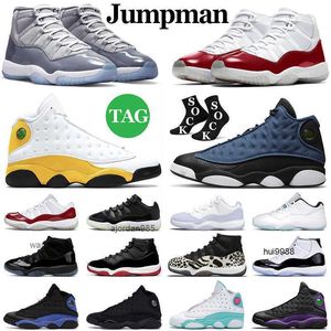 2023 Jumpman 11 11s Mens Basketball Shoes 13 13s Men Women Sneakers Cherry Cool Grey Bred Brave Blue Hyper Royal Court Purple Flint Womens JORDON JORDAM