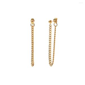 Stud Earrings Youthway INS Wind Net Red Chain Stainless Steel Trendy Golden Metal Waterproof Jewelry 2022