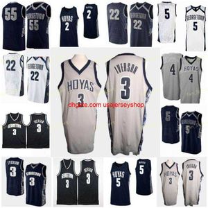 Niestandardowy zszyty Georgetown Hoyas Basketball Jersey 22 Jaden Robinson 32 Malcolm Wilson 34 Qudus Wahab 44 Omer Yurtseven