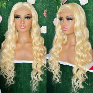 Hot Lace Wigs 613 Frontal Wig Brazilian Transparent Honey Blonde for Women Body Wave Colored Human Hair 221216