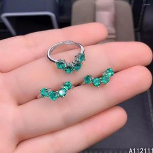 Cluster Rings Fine Jewelry 925 Sterling Silver Inset With Natural Gemstone Women Luxury Classic Round Green Topaz Adjustable Row Ring