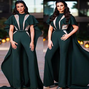 2023 Arabic Aso Ebi Sexy Jumpsuits Prom Dresses Lace Beaded Satin Evening Formal Party Second Reception Birthday Engagement Gowns Dress ZJ770