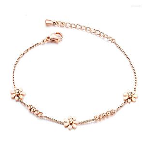 Link Bracelets Flower Daisy Women Bracelet Adjustable Chain Bangle Wrist Rose Gold Silver Color Charm Chic Trendy Jewelry Friends Gift