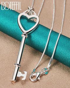 Doteffil 925 Sterling Silver Heart Key Cipcant Necklace da 1630 pollici Catena di serpente per donna Fashion Engagement Gioielli6719551