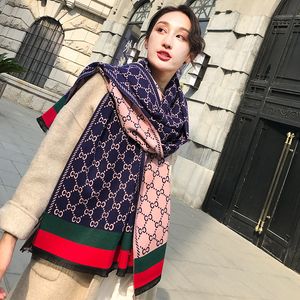 Szalik szal ms Europa i Ameryka Letter Stripe Imitacja kaszmirowa dwustronna Keep Warme Scarfs Jacquard Tassel Soft Touch Owidcze jesienne zimowe szale modowe