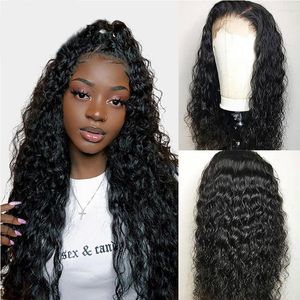 Desgirl 180 Density HD Transparent Water Wave 13x5x1 T Part Lace Front Wig Peruvian Human Hair For Women 30 Inch