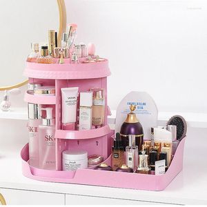 Storage Boxes Desktop Lipstick Skin Care Rack Rotating Makeup Box Dresser Jewelry Beauty Tool Organizer Cosmetic