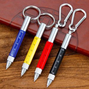 6 In 1 Multi Function Pens Scale Ruler Ballpoint Pen Cute Screwdriver Touch Screen Stylus Spirit Level Portable Handheld Tool Office Supplies
