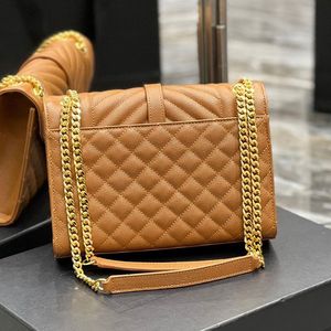 7A Kalite Tasarımcı Zarf Omuz Torbası Tote Crossbody Womens Çantaları Moda Tahıl Kabartmalı Orijinal Deri Messenger Tates Çapraz Vücut Zinciri Çantalar Cüzdan Çanta