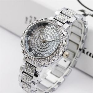 Watch Watch's Watches Women Golden Watch for Lady Luksusowy projektant marki Crystal Diamond Branslet Bransoletę Kwarcowa Zegarka Relogio Feminino253g