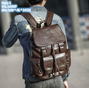 Wholesale men shoulder bags 2 colors outdoor sports fitness leisure leather backpack high-capacity street leisure student computer bag trend check handbag 210#