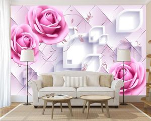 custom po wallpaper 3D romantic pink roses mural wallpaper background wallpaper bedroom wedding room mural papel de parede9830295