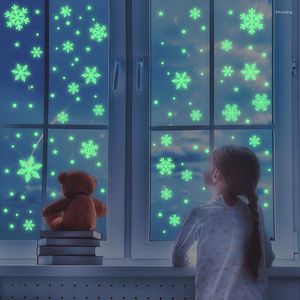 Christmas Decorations Shopwindow Ornament Luminous Snow Stickers Window Clings Snowflakes Decals Glow In The Dark Home