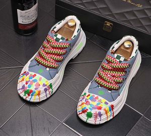 Mode handgeschilderde graffiti -stijl mannen Loafers schoenen slippers feest trouwjurk Men039s flats9554071