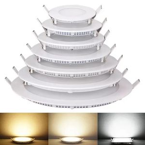 Dimmable okrągłe lampa panelu LED 4W 6W 9W 12W 15W 18W 21W 110-240V sufit LED Reded Lampa SMD2835 Downlight With Driver